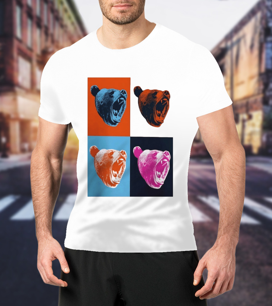 Chicago Bears 2026 Draft Party Pop Art Bear Heads Color Variations T-Shirt