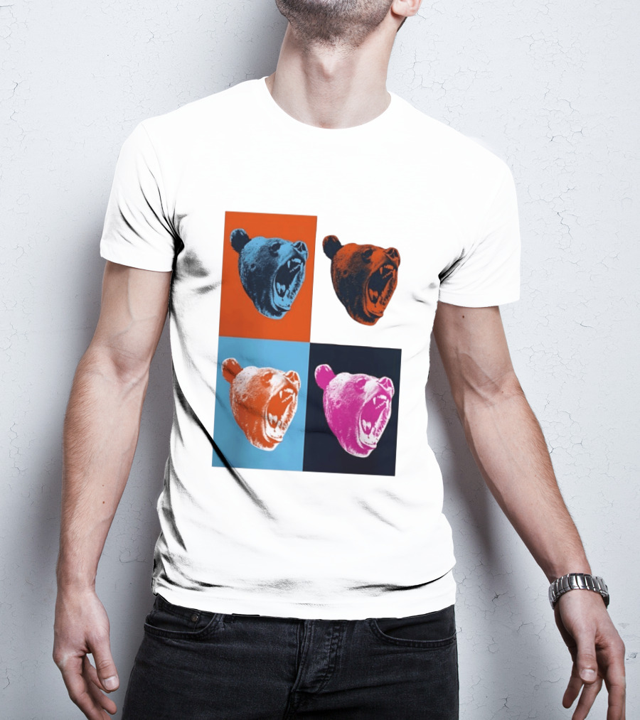 Chicago Bears 2026 Draft Party Pop Art Bear Heads Color Variations T-Shirt
