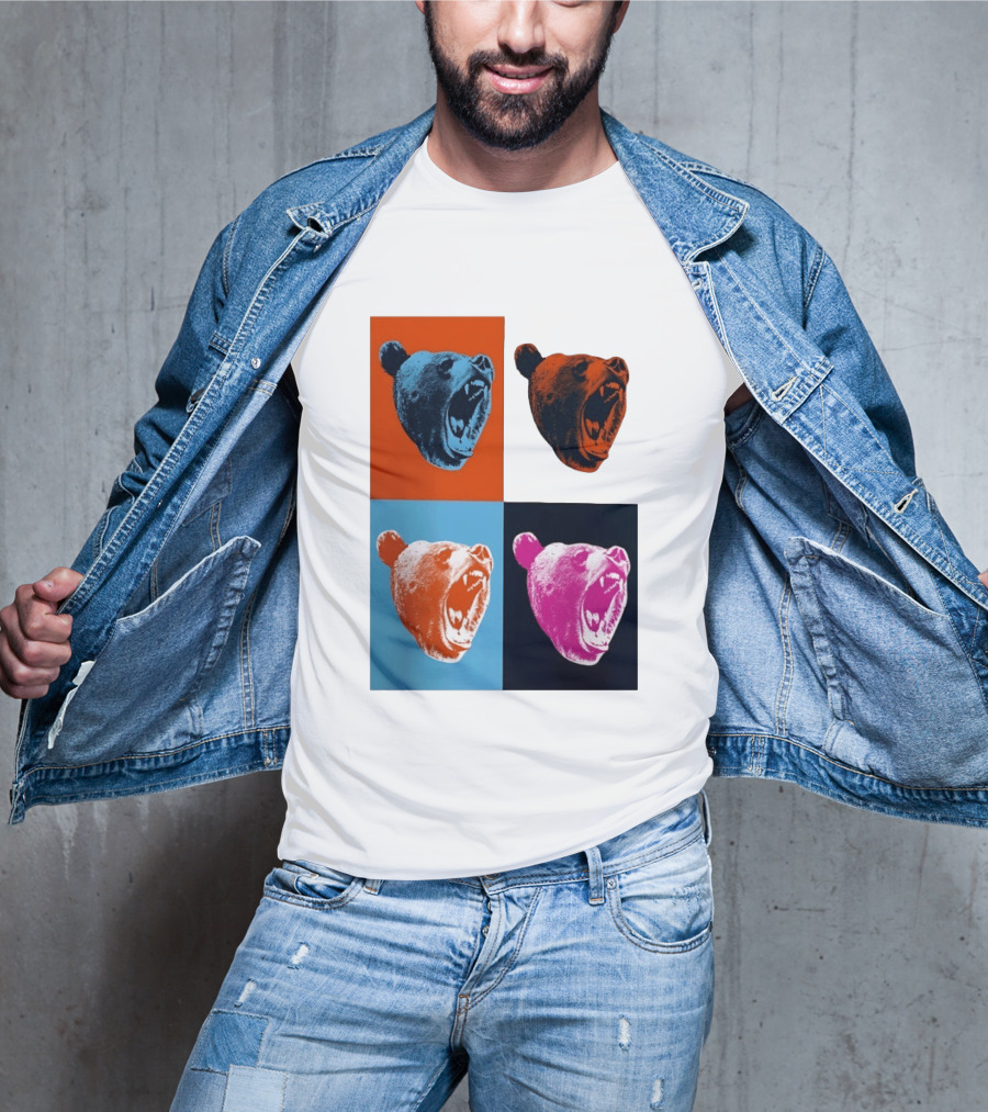 Chicago Bears 2026 Draft Party Pop Art Bear Heads Color Variations T-Shirt