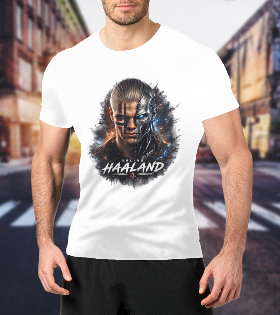 Erling Haaland Cyborg Manchester City Nordic Warrior T-Shirt