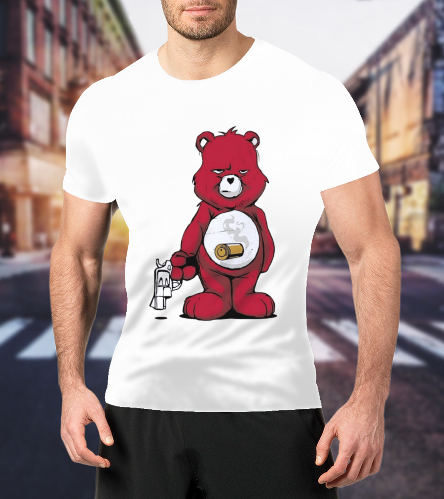 Red Bear With Revolver .38 Special Bullet Smoke T-Shirt