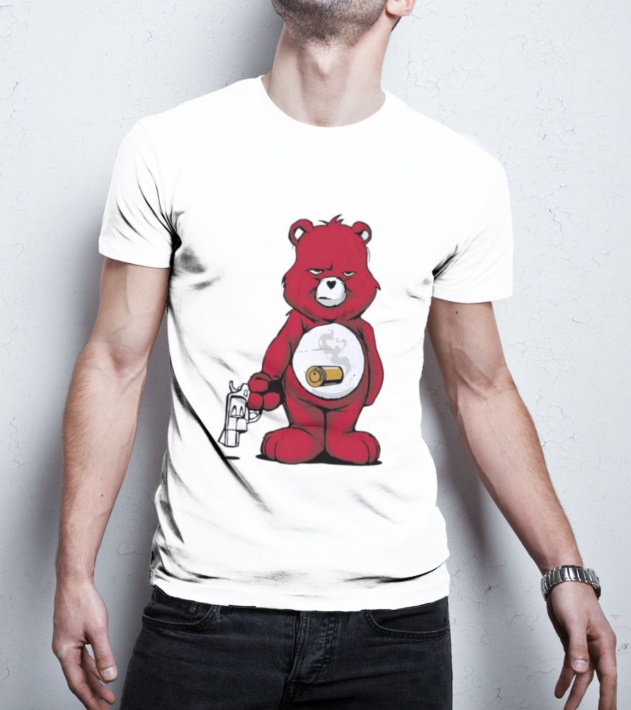 Red Bear With Revolver .38 Special Bullet Smoke T-Shirt