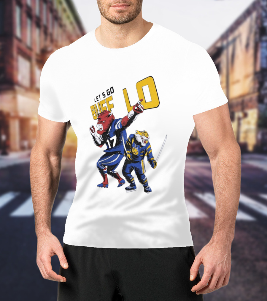 Let's Go Buffalo 17 Distressed Sports Mascots Football And Hockey T-Shirt