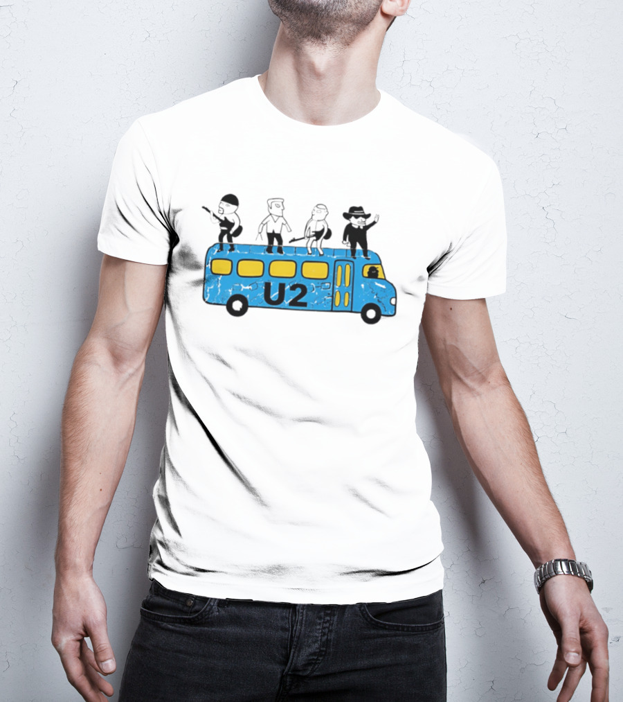 U2 Band Cartoon Bus Music Group On Tour T-Shirt