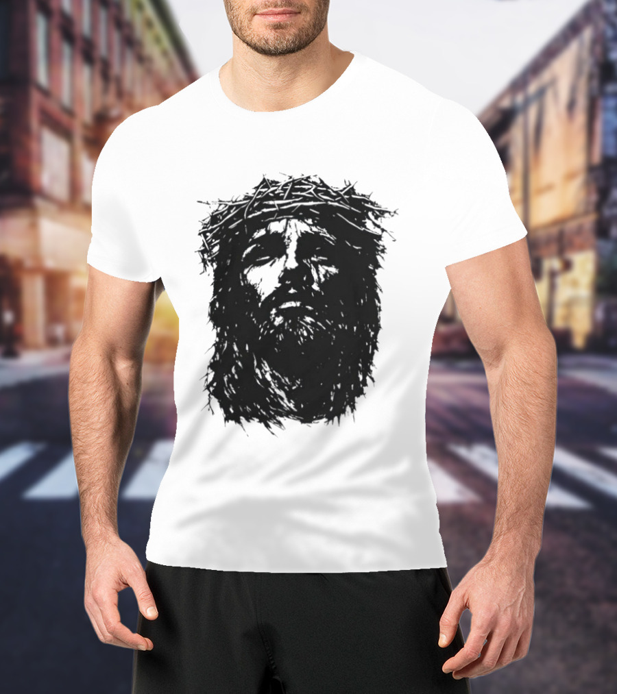 Unforsaken No Greater Love Jesus Crown Of Thorns Face T-Shirt