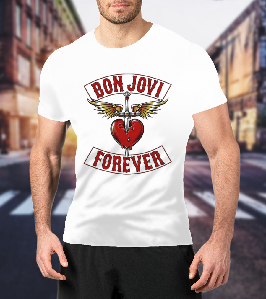 Bon Jovi Forever Heart With Wings And Dagger T-Shirt