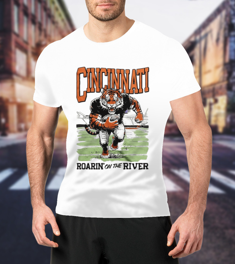 Cincinnati Roarin On The River Tiger Football Tiger T-Shirt