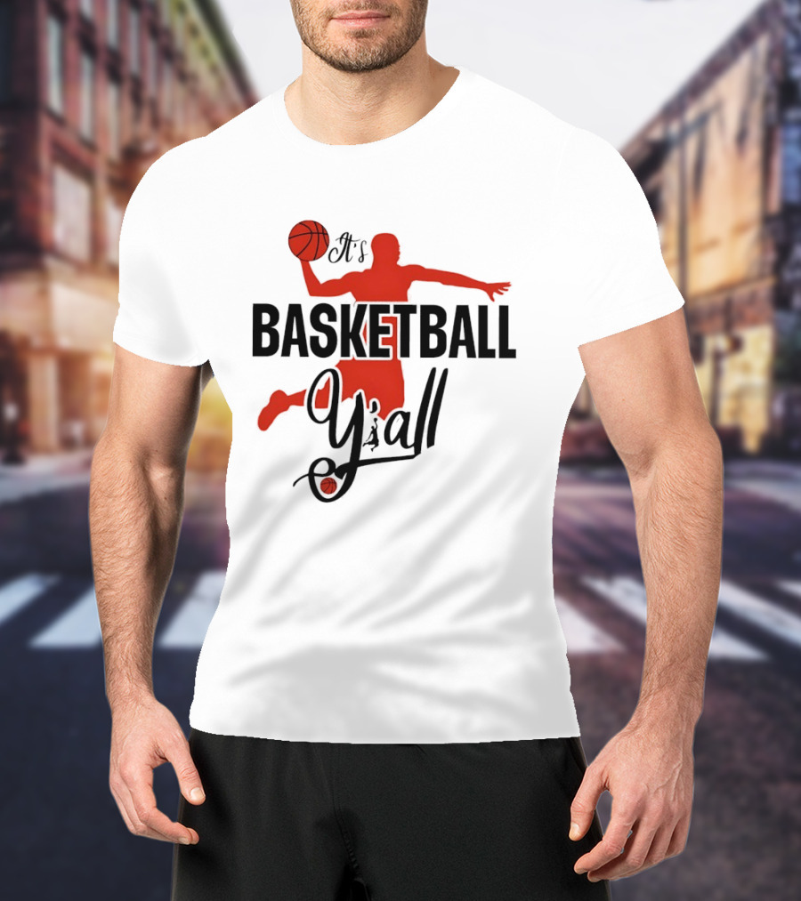 Basketball Y'all Dunking Silhouette And Ball In Red T-Shirt