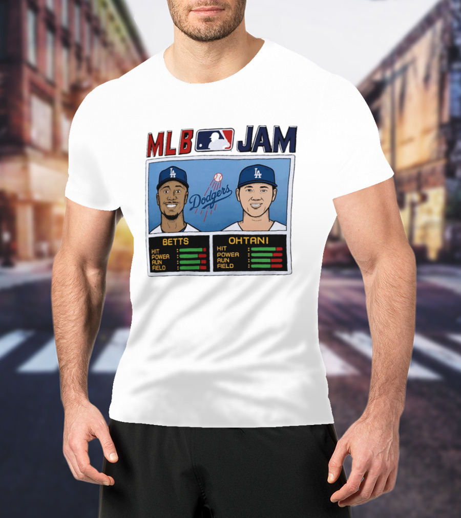 MLB Jam Mookie Betts Shohei Ohtani Dodgers Hit Power Run Field T-Shirt