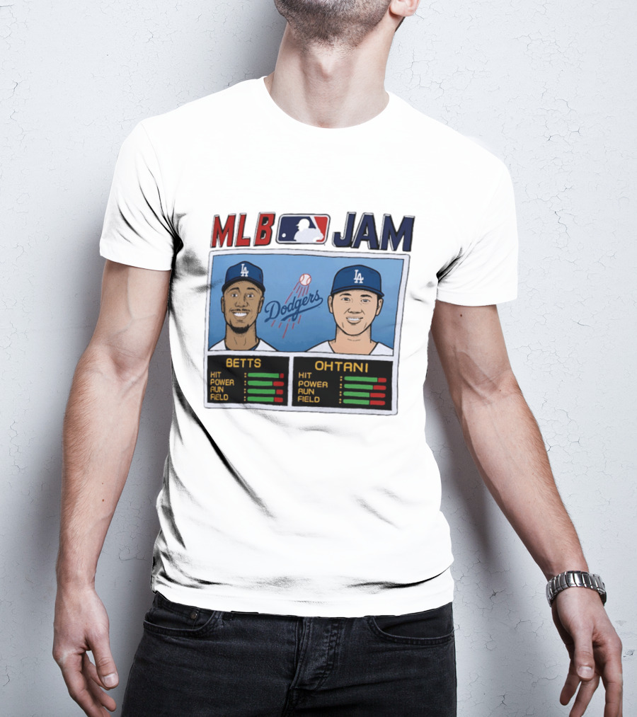 MLB Jam Mookie Betts Shohei Ohtani Dodgers Hit Power Run Field T-Shirt