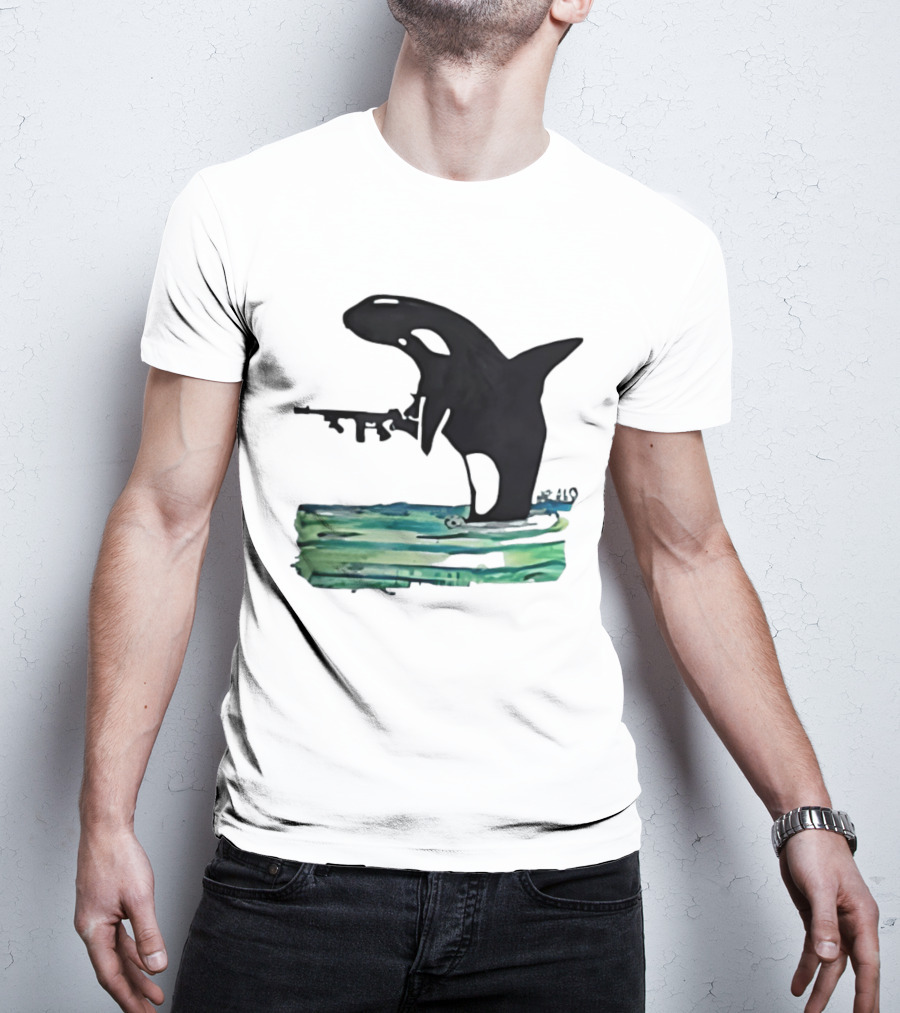 Orca Whale Holding A Machine Gun T-Shirt