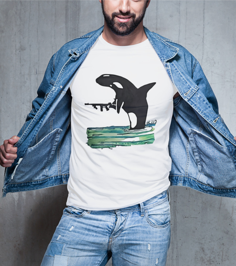 Orca Whale Holding A Machine Gun T-Shirt