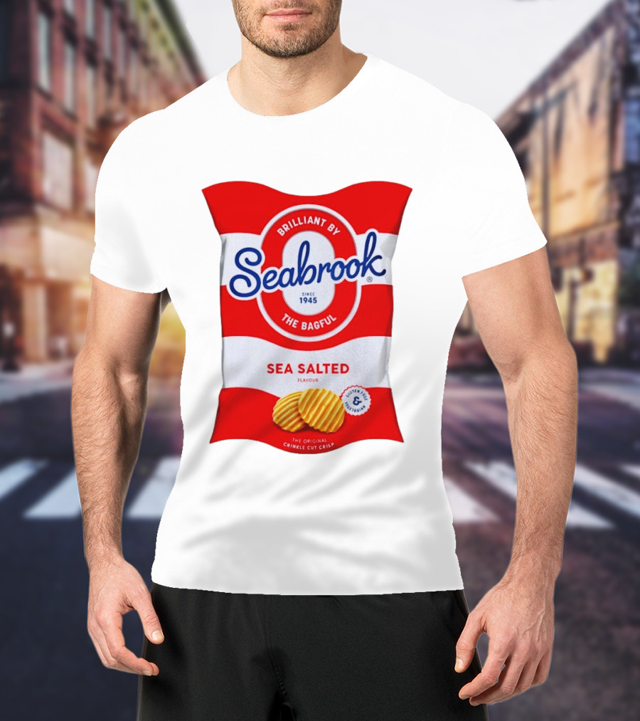 Seabrook Brilliant By The Bagful Sea Salted Flavour Since 1945 Crinkle Cut Crisps Gluten Free Vegetarian T-Shirt