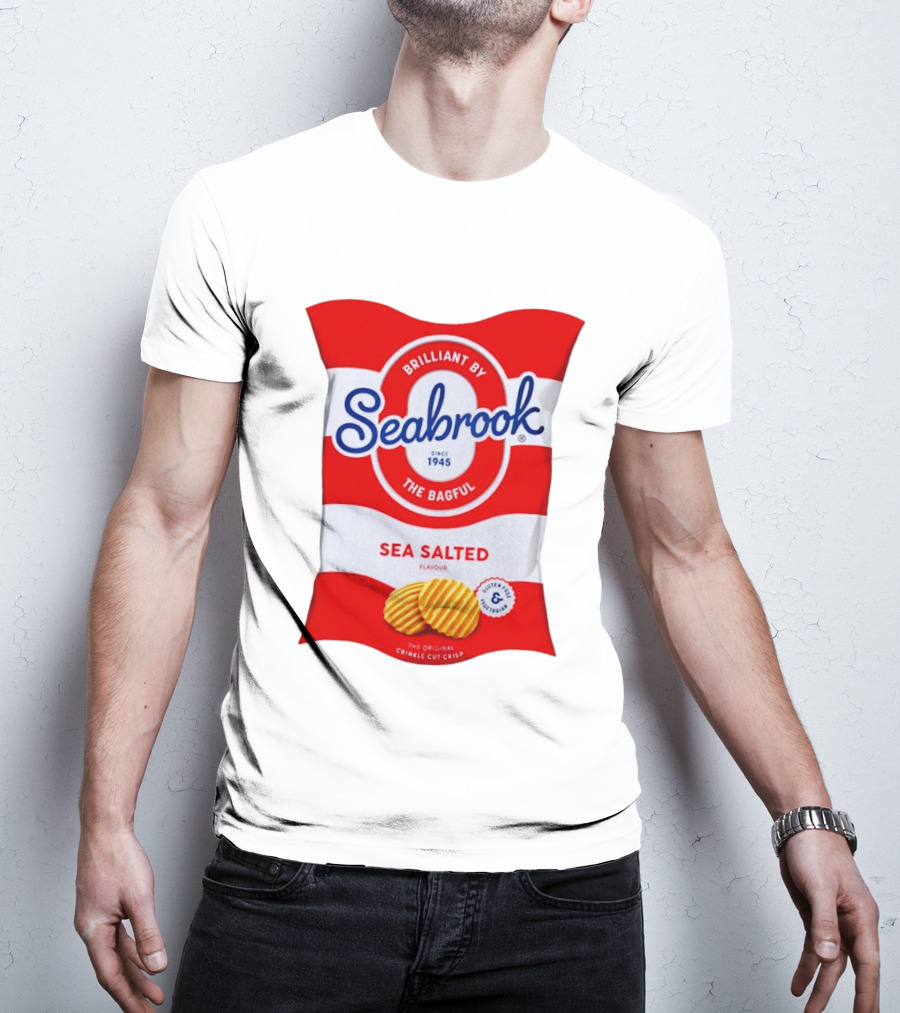 Seabrook Brilliant By The Bagful Sea Salted Flavour Since 1945 Crinkle Cut Crisps Gluten Free Vegetarian T-Shirt
