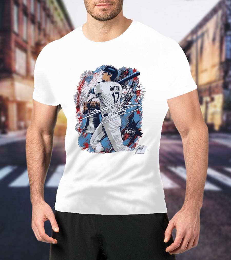 Shohei Ohtani 2026 Philly Liberty Bell Baseball Fireworks T-Shirt