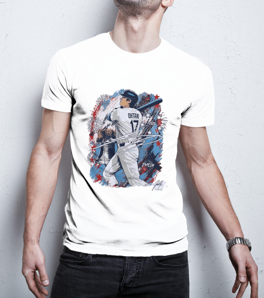 Shohei Ohtani 2026 Philly Liberty Bell Baseball Fireworks T-Shirt