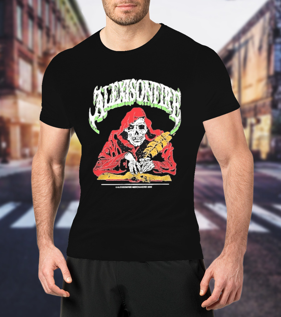 Alexisonfire Skelwrite Grim Reaper Scribe With Quill T-Shirt