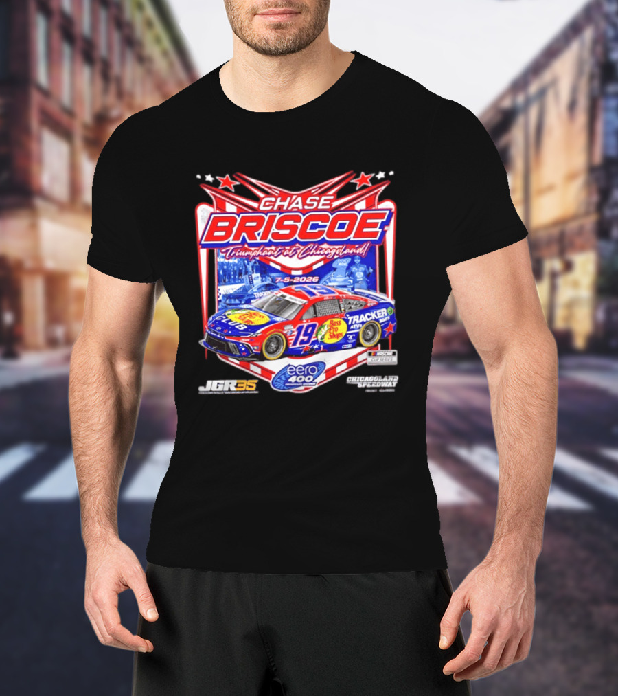 Chase Briscoe Triumph At Chicagoland July 5 2026 Eero 400 Cup Series Race Winner Bass Pro Shops 19 Tracker Boats Chicagoland Speedway T-Shirt