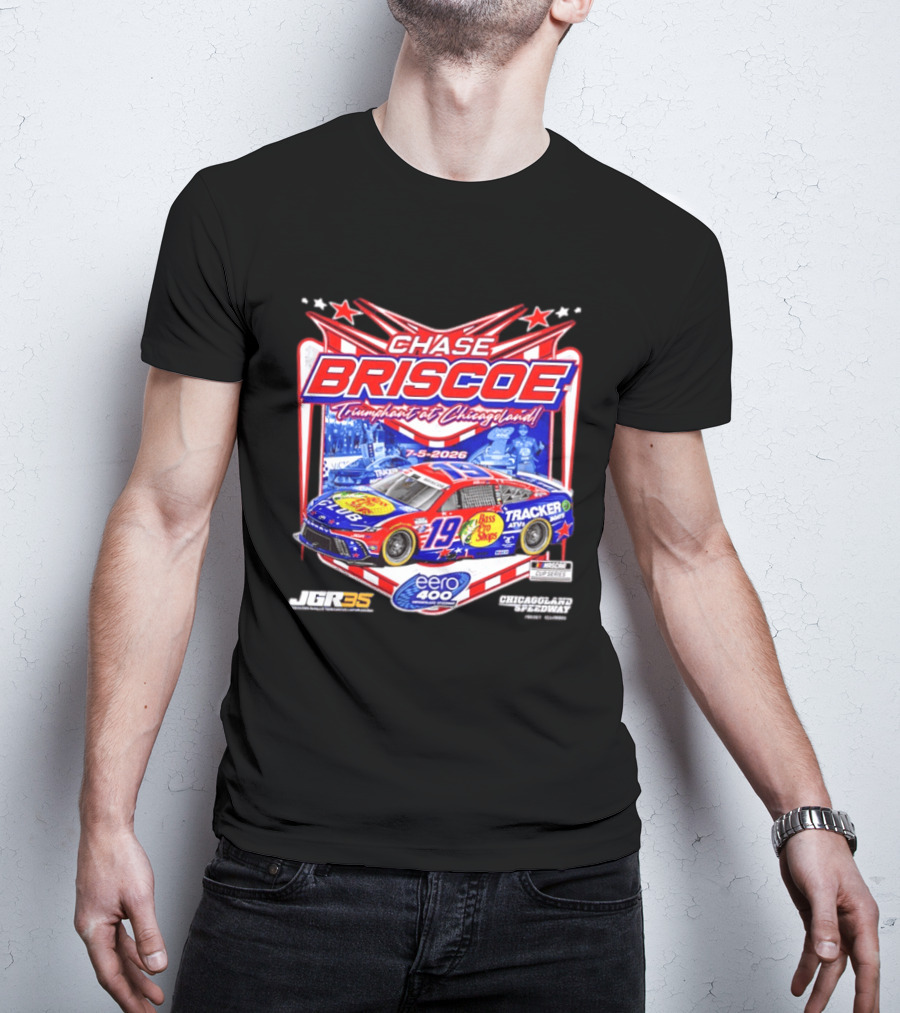 Chase Briscoe Triumph At Chicagoland July 5 2026 Eero 400 Cup Series Race Winner Bass Pro Shops 19 Tracker Boats Chicagoland Speedway T-Shirt