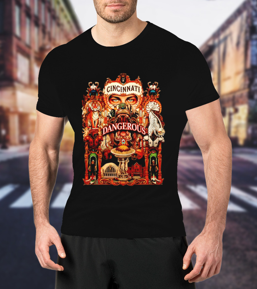 Cincinnati Dangerous Tigers Ornate Art Deco T-Shirt