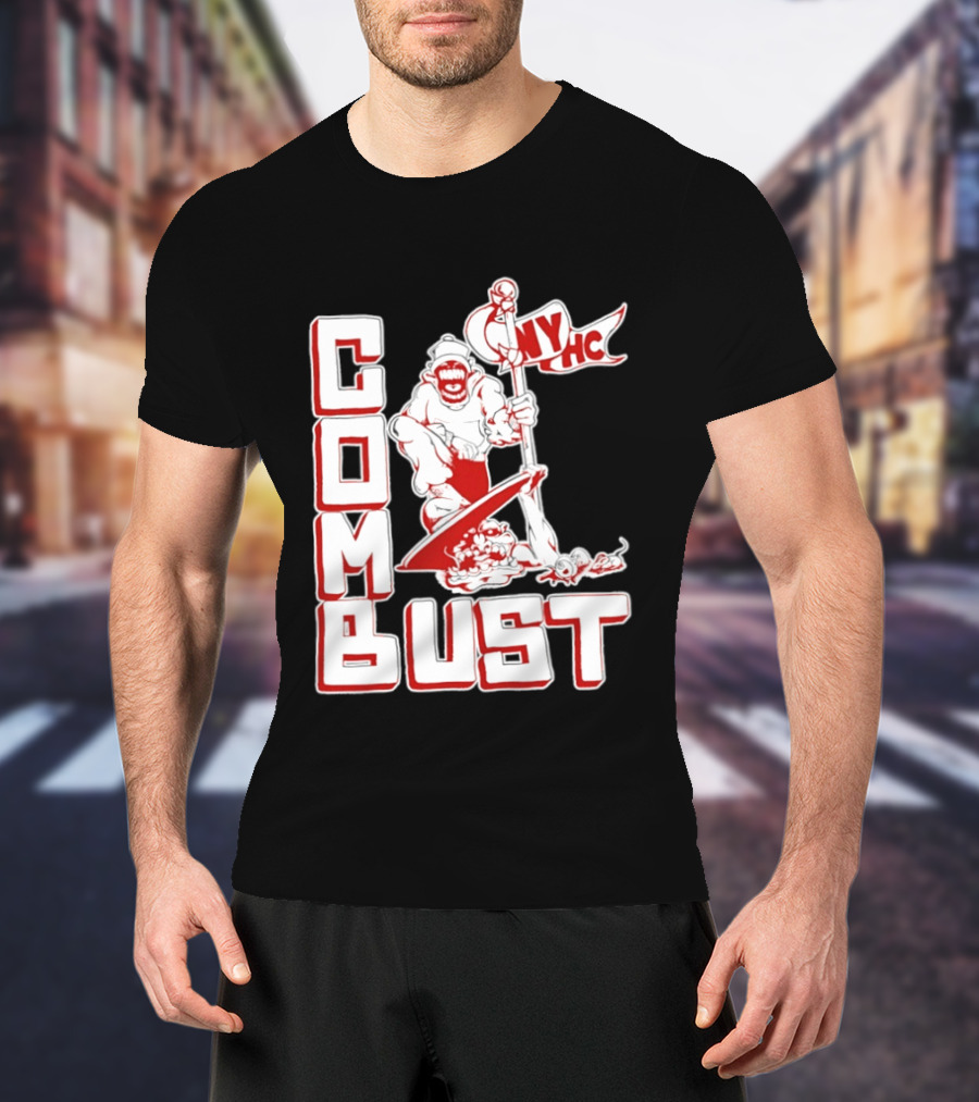 New York Hardcore Combat Bust NYHC Monster Flag T-Shirt