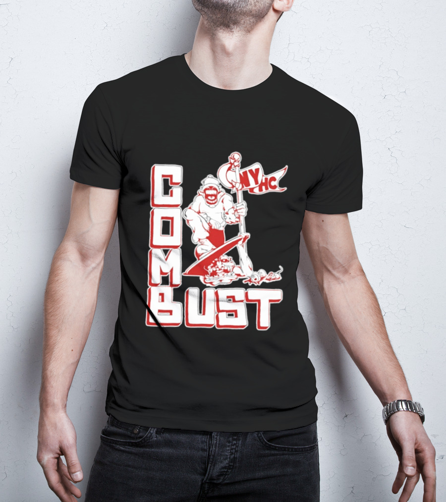 New York Hardcore Combat Bust NYHC Monster Flag T-Shirt