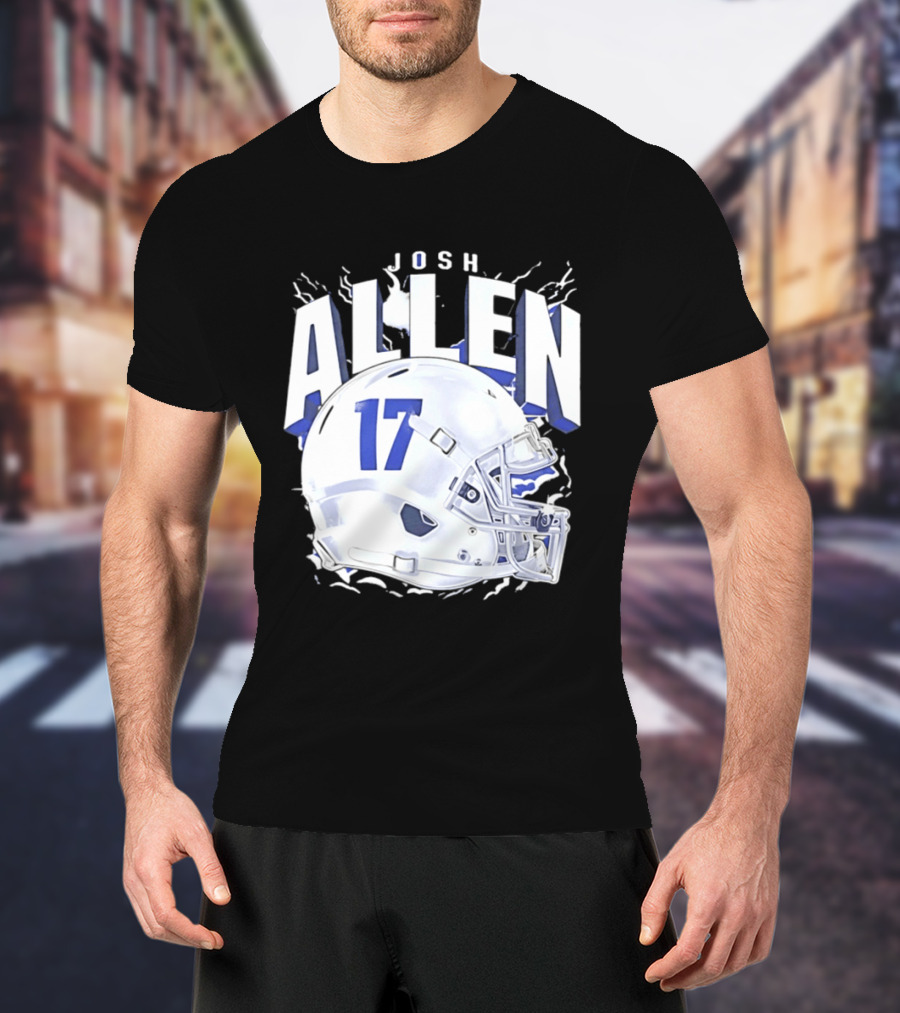 Josh Allen 17 Buffalo Bills Helmet T-Shirt