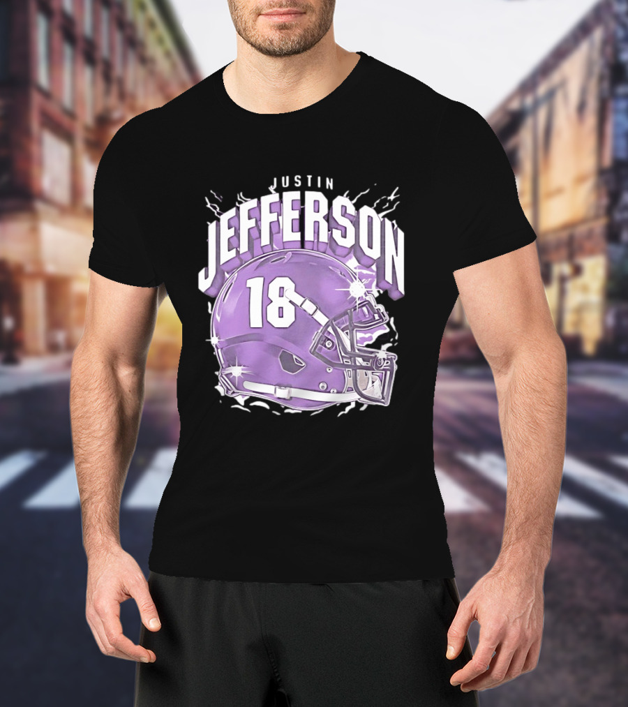 Justin Jefferson 18 Minnesota Vikings Helmet T-Shirt