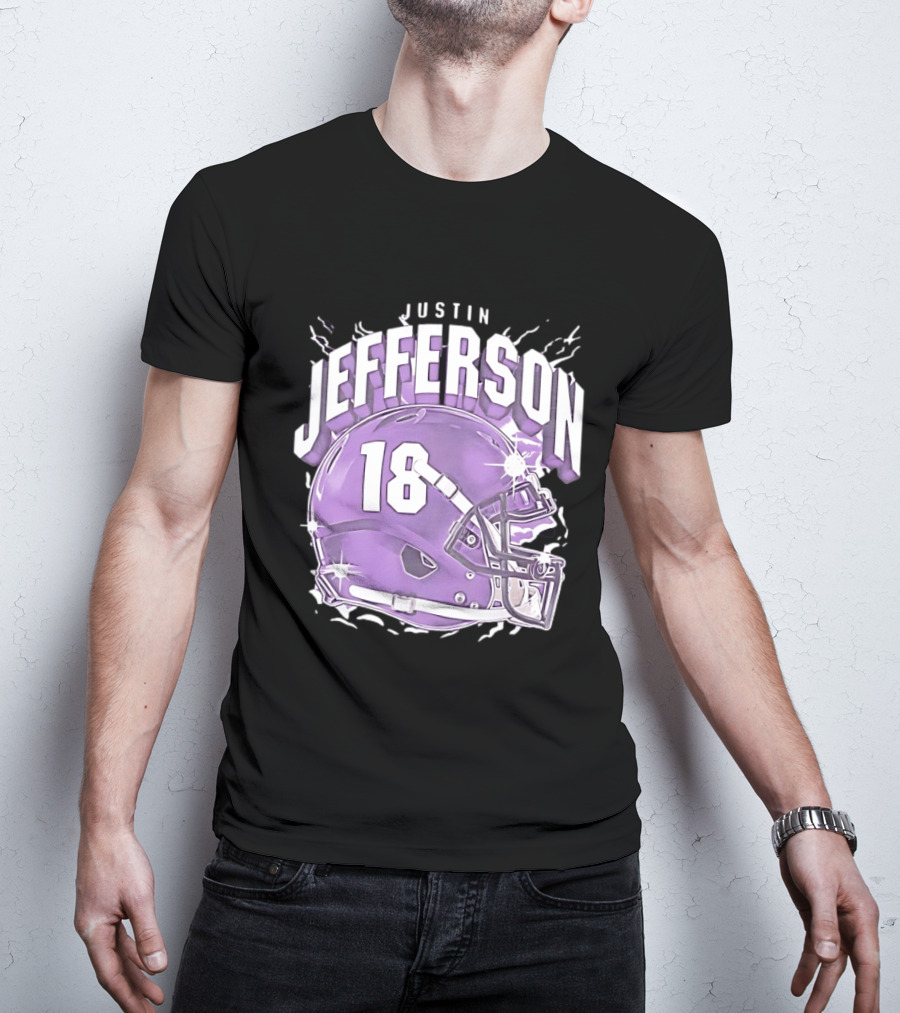 Justin Jefferson 18 Minnesota Vikings Helmet T-Shirt