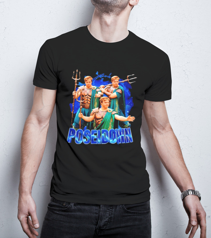 Poseidown Poseidon Down Syndrome Meme Greek God Trident T-Shirt