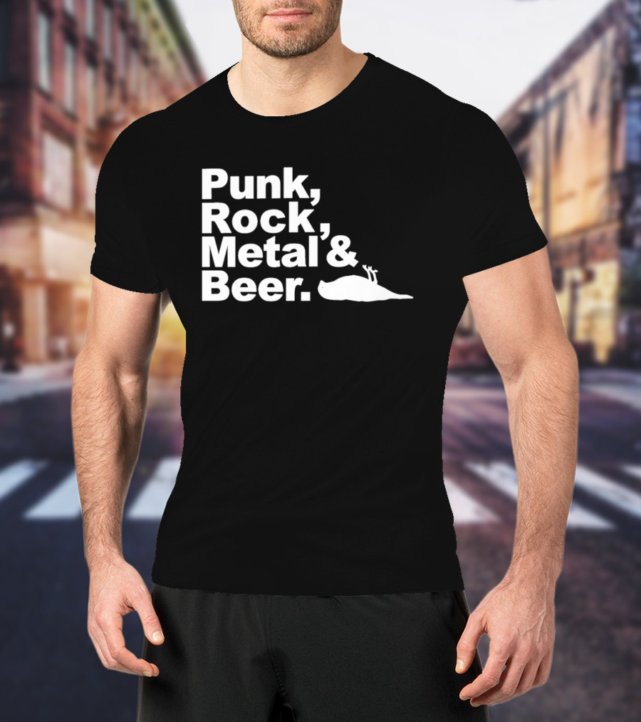 Punk Rock Metal Beer Bird Gesture T-Shirt