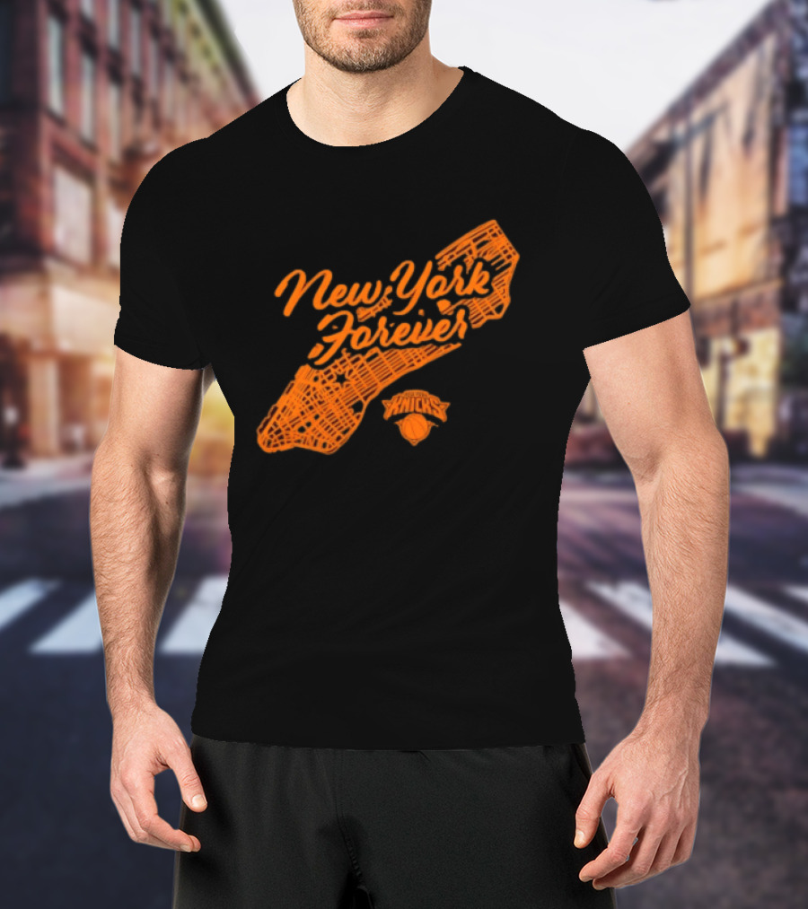 New York Forever Knicks NBA Basketball Map T-Shirt