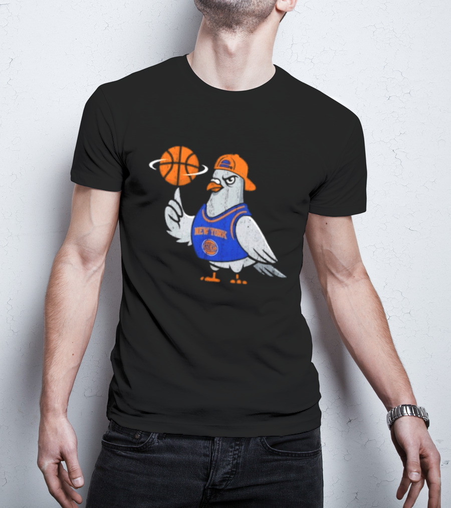 New York Knicks Pigeon Basketball Spin T-Shirt