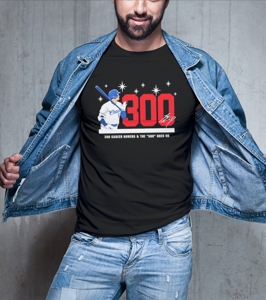 Shohei Ohtani 300 Homers The Sho Goes On Baseball T-Shirt