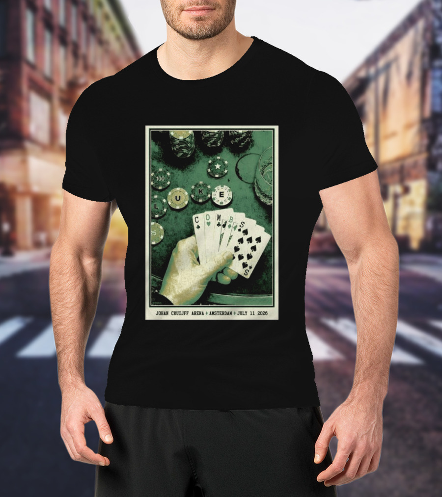 Luke Combs Poker Themed Johan Cruijff Arena Amsterdam July 11 2026 Tour T-Shirt