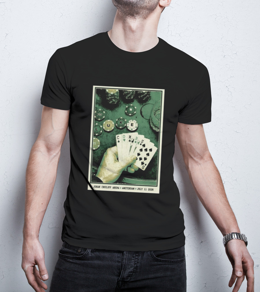 Luke Combs Poker Themed Johan Cruijff Arena Amsterdam July 11 2026 Tour T-Shirt
