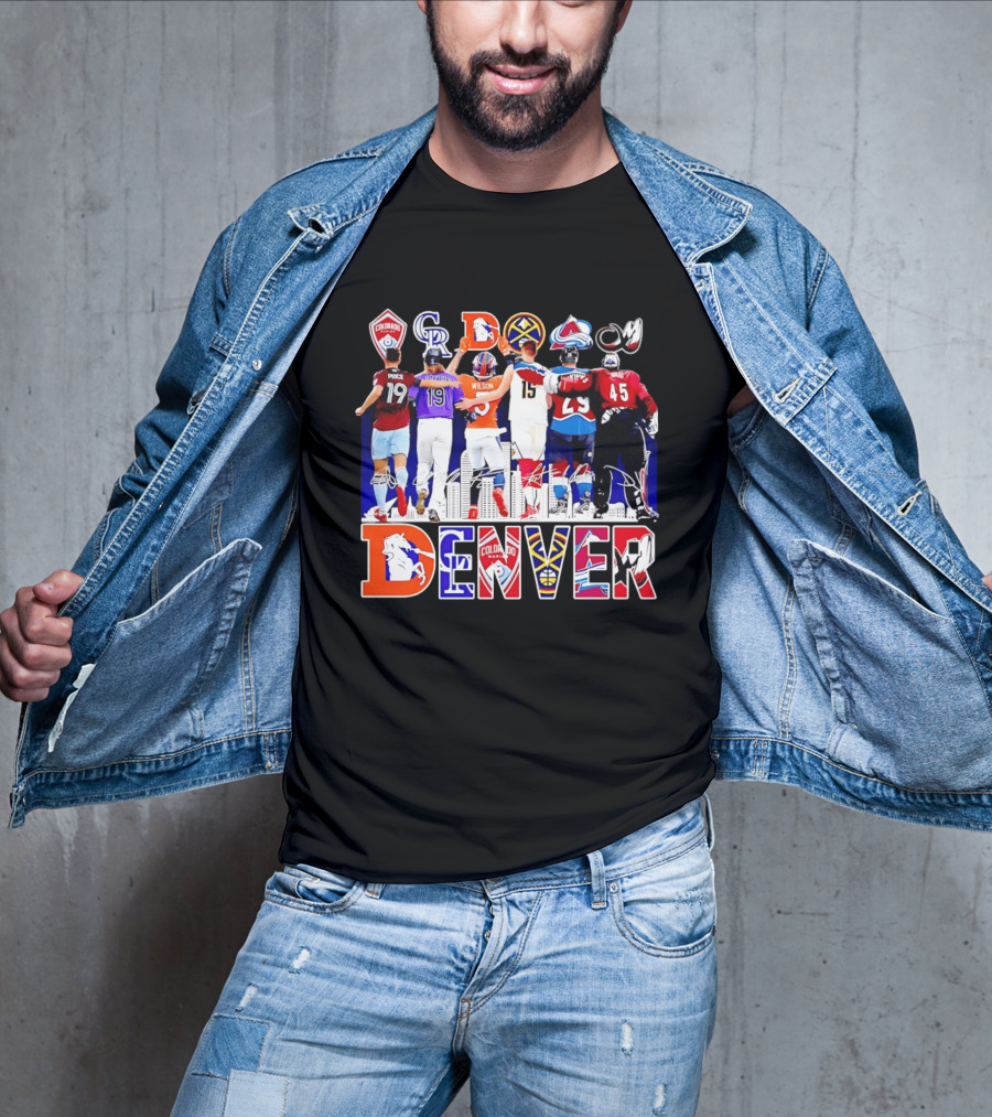 Denver Colorado Sports Collage With Price Wilson Skyline And Team Logos T-Shirt