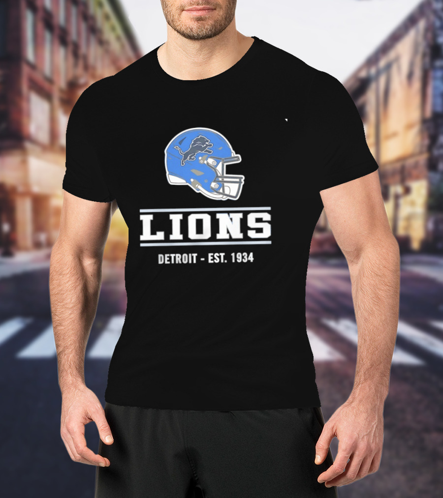 Detroit Lions Helmet Logo Est 1934 Football T-Shirt