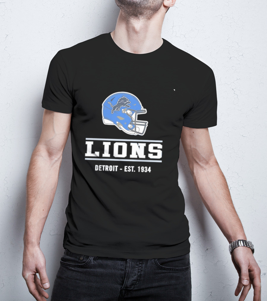 Detroit Lions Helmet Logo Est 1934 Football T-Shirt