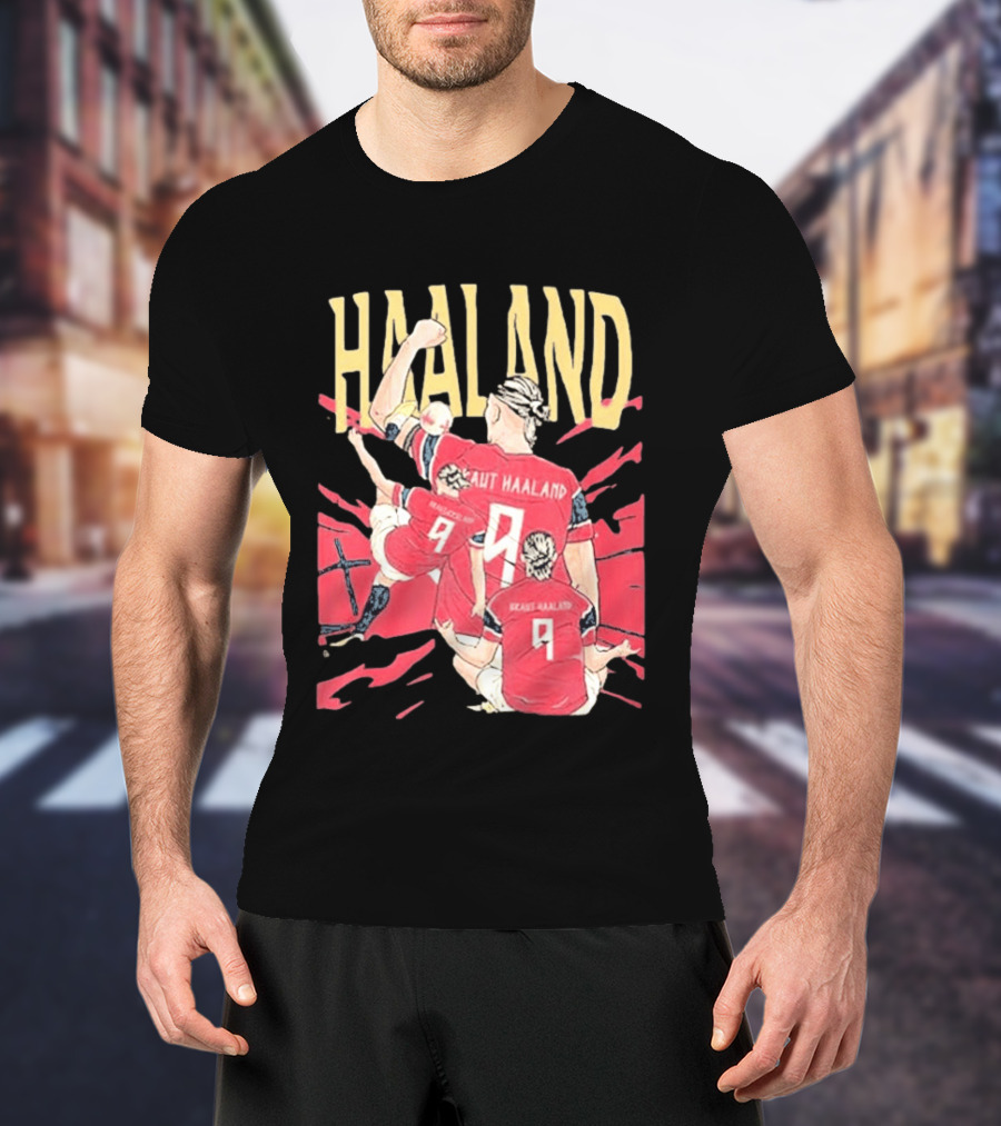 Haaland Cartoon Celebrating Norway Football Number 9 T-Shirt