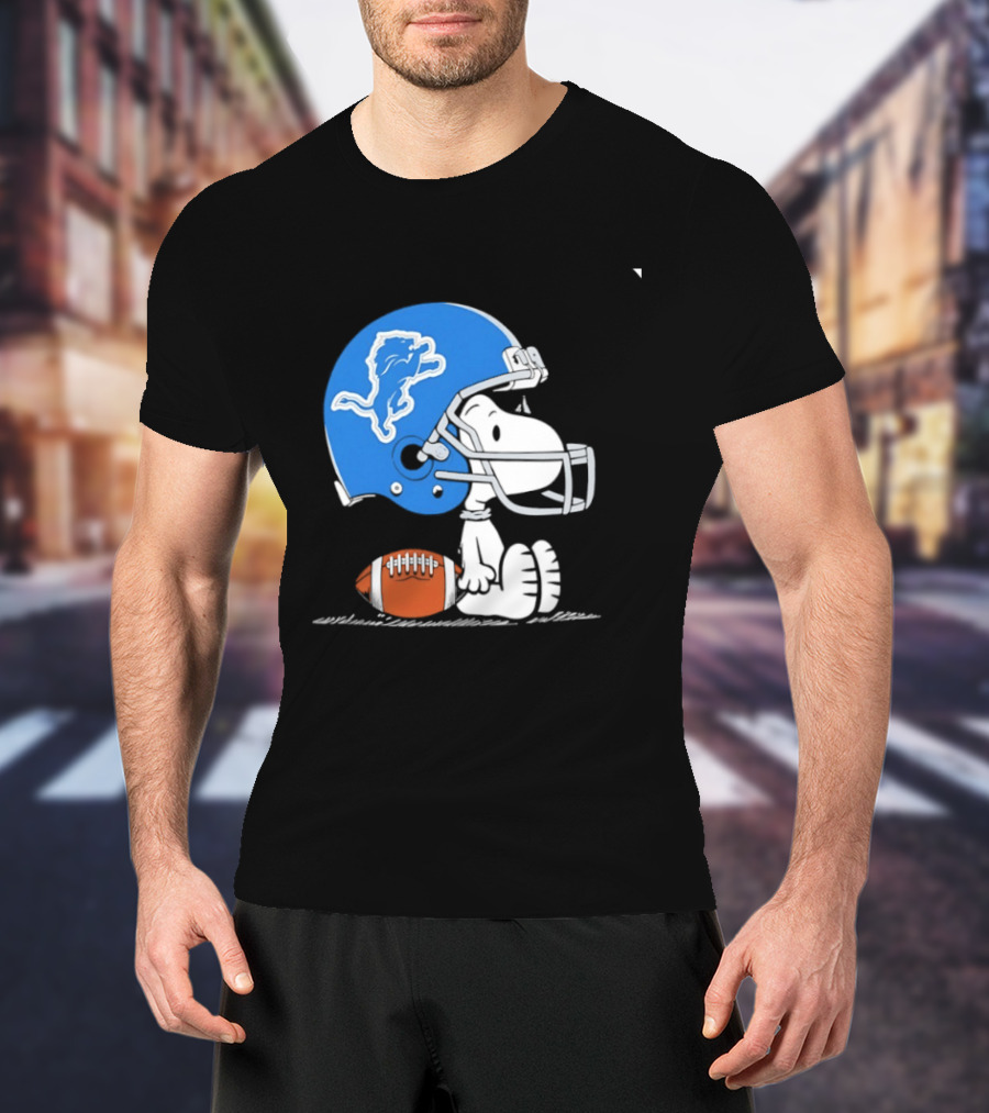 Snoopy Detroit Lions Football Helmet Collaboration NFL Peanuts T-Shirt