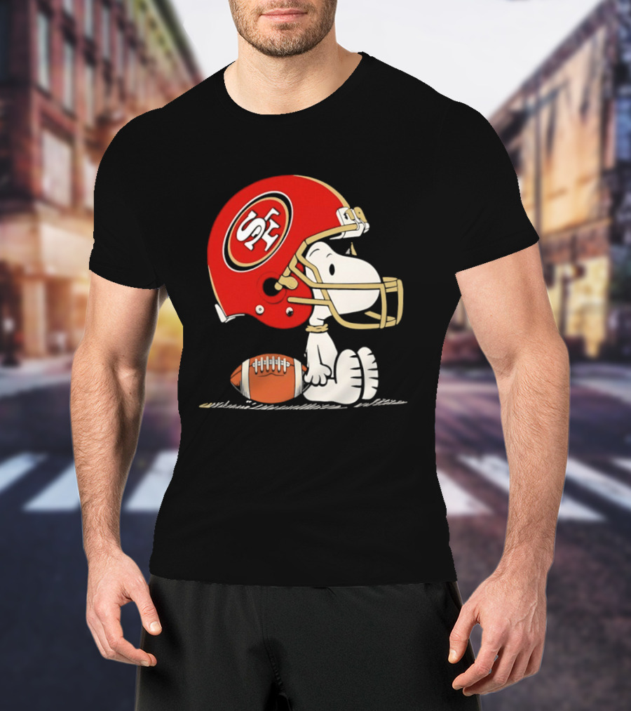 Snoopy San Francisco 49ers Football Helmet Peanuts NFL Collaboration T-Shirt