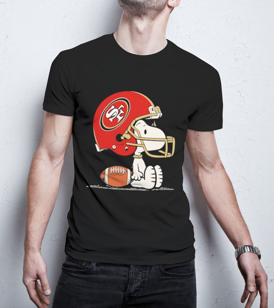 Snoopy San Francisco 49ers Football Helmet Peanuts NFL Collaboration T-Shirt
