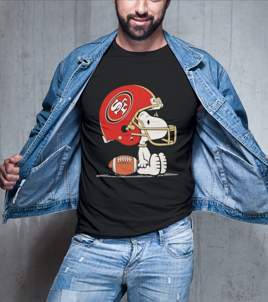 Snoopy San Francisco 49ers Football Helmet Peanuts NFL Collaboration T-Shirt