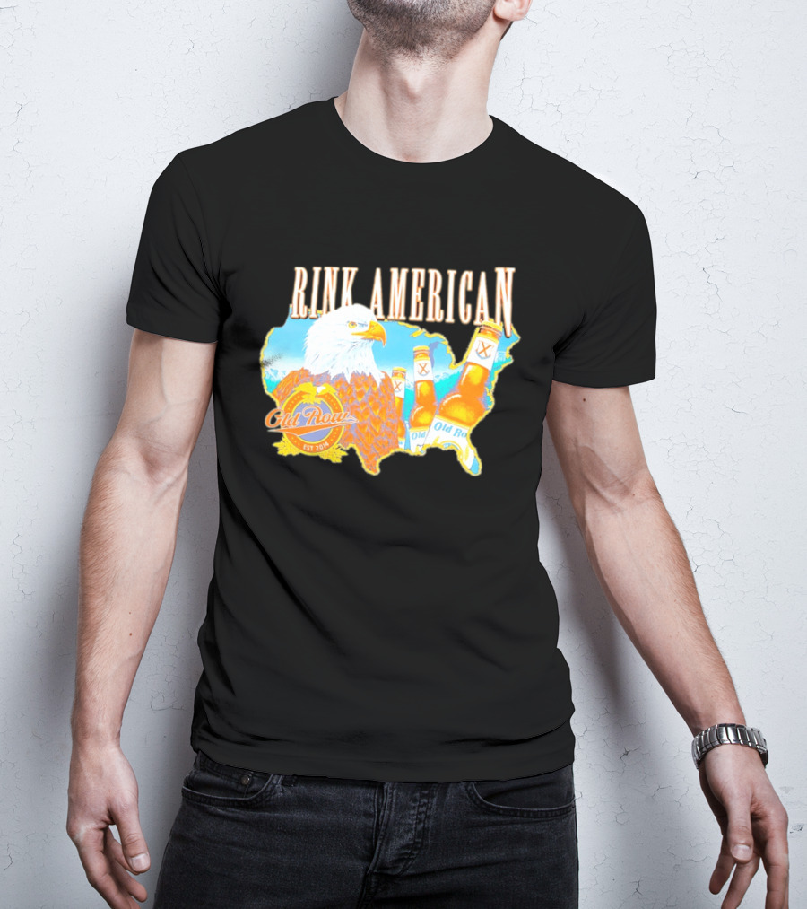 Old Row Drink American Bald Eagle Beer USA Map Rink American T-Shirt