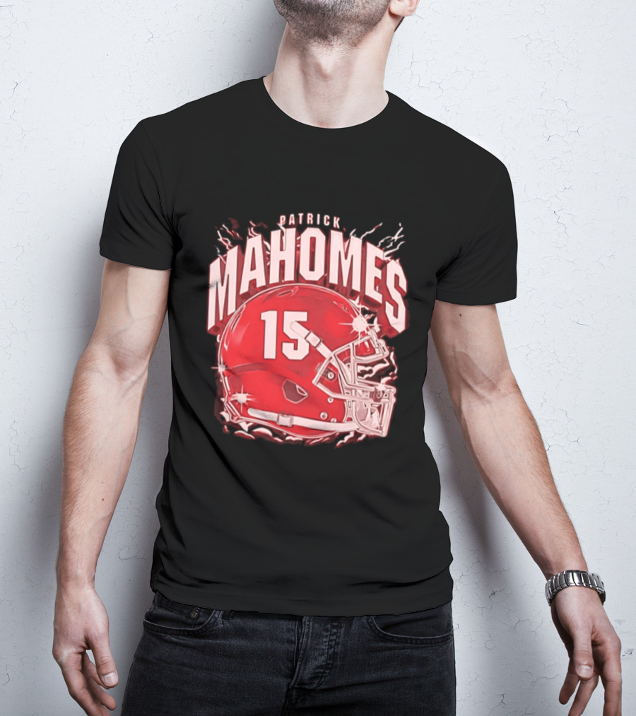 Patrick Mahomes 15 Helmet Kansas City Chiefs Explosion T-Shirt