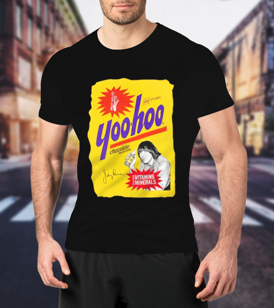 Johnny Ramone Yoo Hoo Chocolate Drink 5 Vitamins 3 Minerals T-Shirt