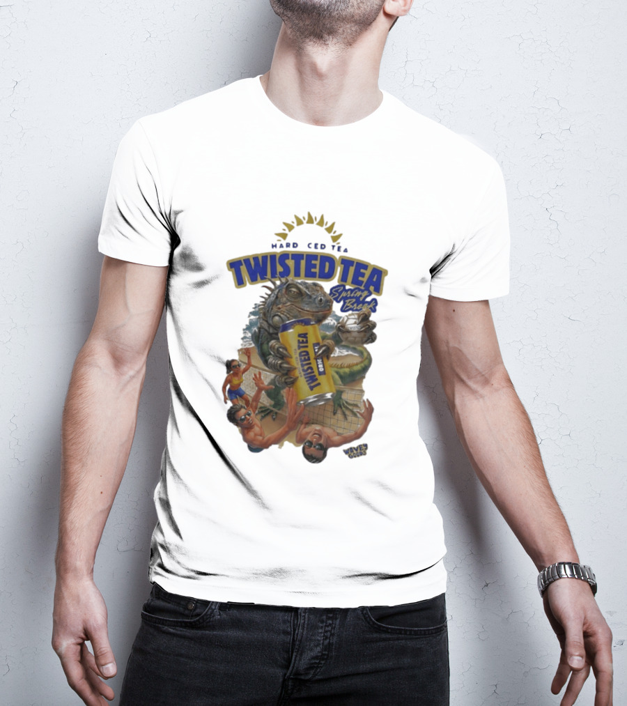 Twisted Tea Hard Iced Tea Spring Break Iguana Volleyball Wave Gods T-Shirt