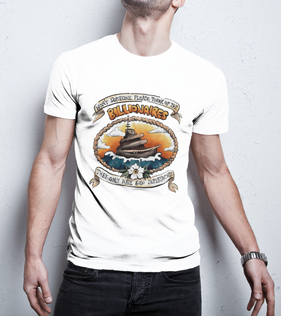 Won't Someone Please Think Of The Billionaires They Only Have 6000 Superyachts Vintage Superyacht Sunset Ocean Waves T-Shirt