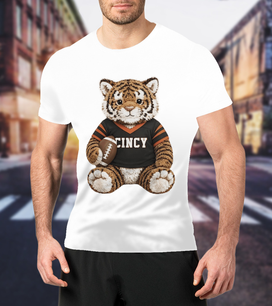 Cincy Bengals Tiger Stuffie With Football T-Shirt
